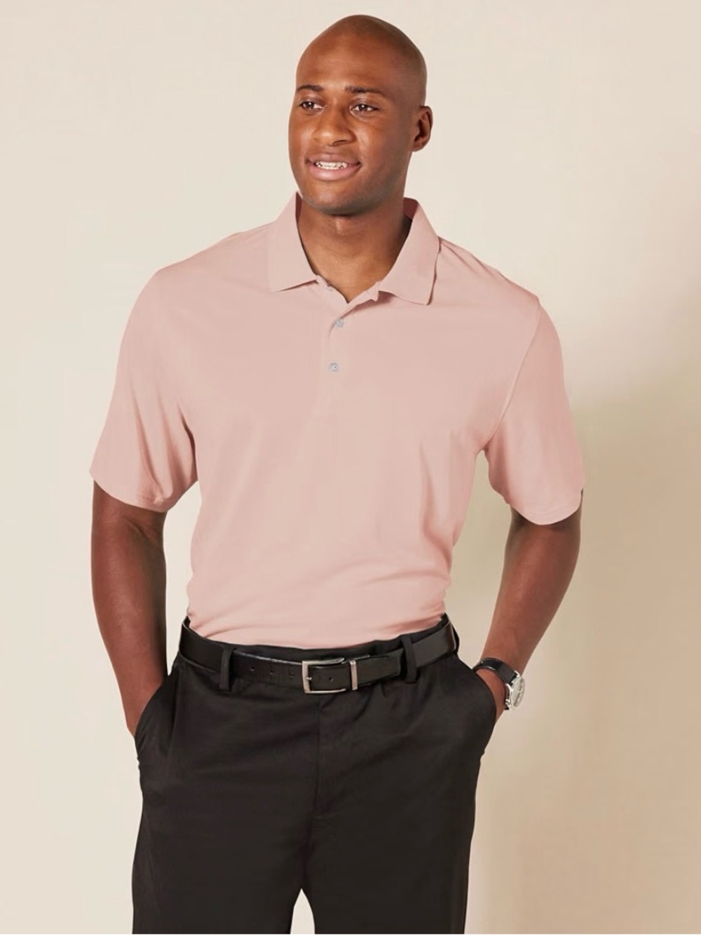 Amazon Essentials Men's Light Pink Polo Shirt